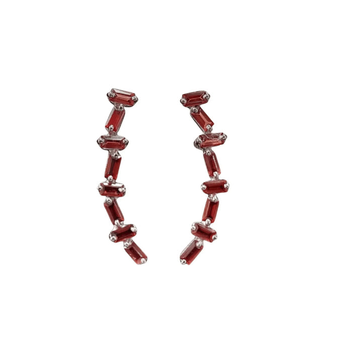 925 Silver Garnet Earrings - Crawler Shape - K Jewelry Accessories