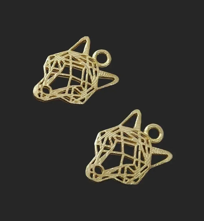Gold geometric fox head charms for elegant jewelry making