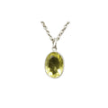 925 Silver Lemon Quartz Pendant oval shape green color - K Jewelry Accessories