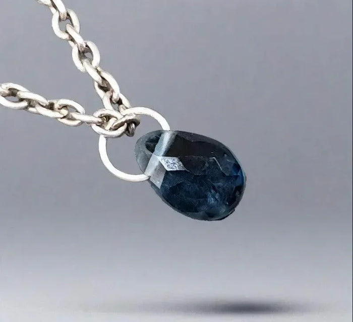 925 Silver London Blue Topaz Charm Teardrop - K Jewelry Accessories