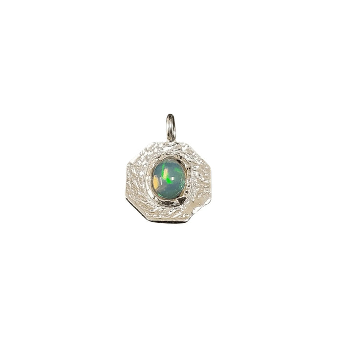 925 Silver Octagon Shape Ethiopian Opal Charm Findings - K Jewelry Accessories