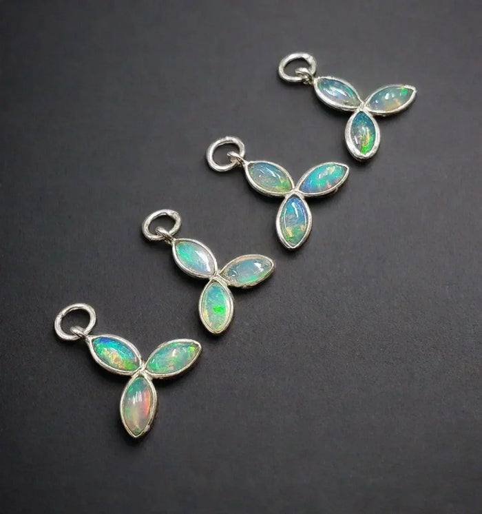 925 Silver Opal Pendant Charm Beautiful 3 stone findings - K Jewelry Accessories
