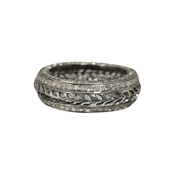 925 Silver Oxidized Diamond Eternity Band - K Jewelry Accessories
