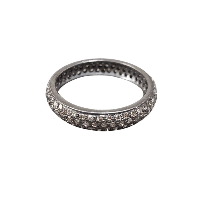 925 Silver Oxidized Diamond Eternity Band - K Jewelry Accessories