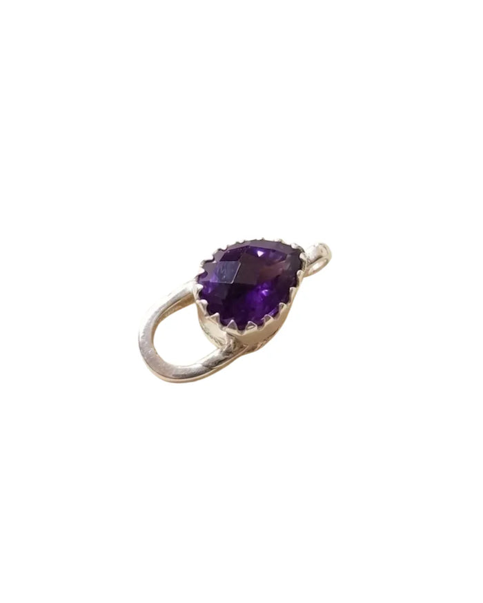 925 Silver Purple Amethyst Lobster Clasp, Gemstone Jewelry Connector