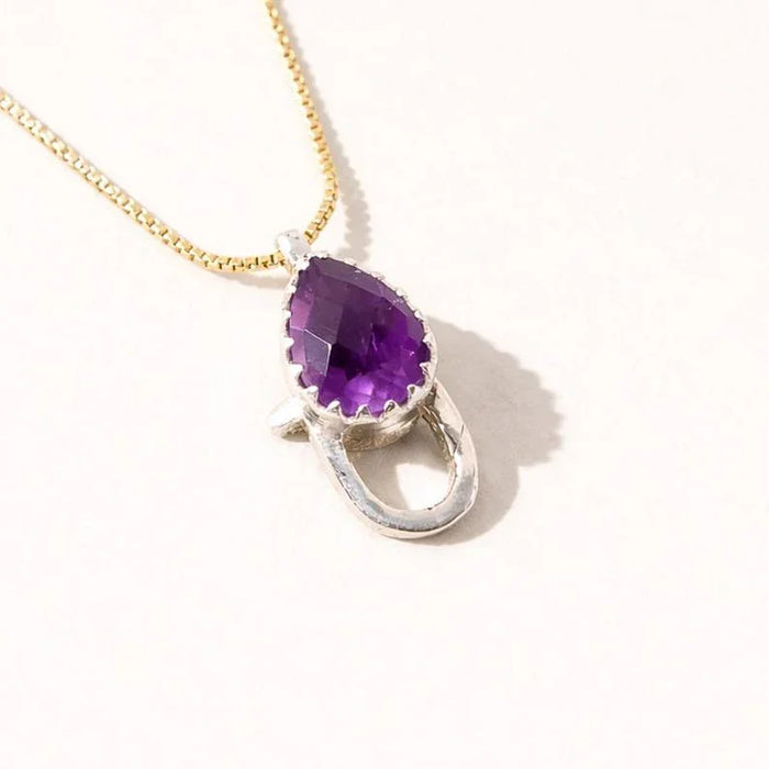 925 Silver Purple Amethyst Lobster Clasp, Gemstone Jewelry Connector