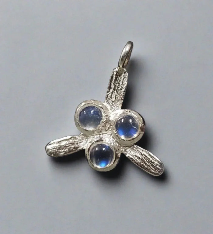 925 Silver Rainbow Moonstone Charm Flower Shape - K Jewelry Accessories