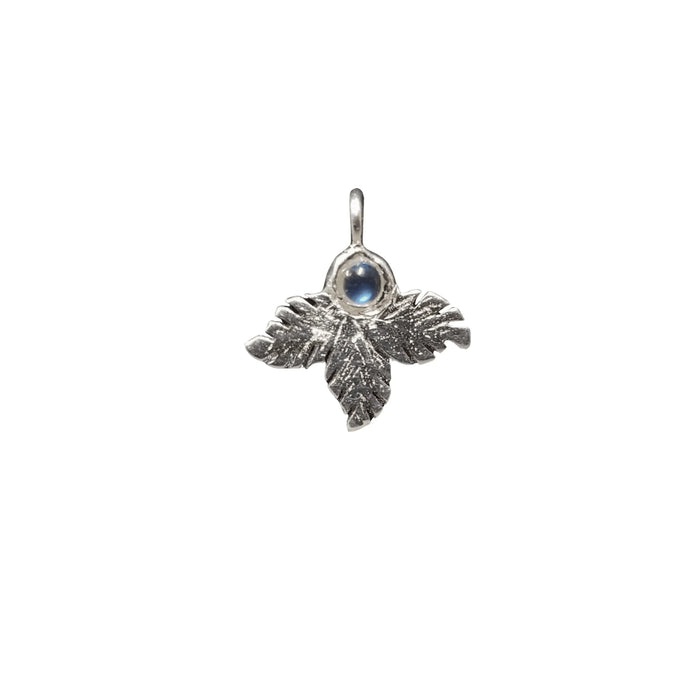 925 Silver Rainbow Moonstone Charm textured leaf - K Jewelry Accessories