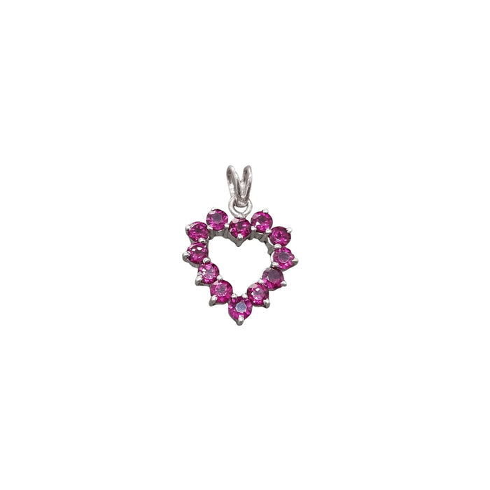 925 Silver Rhodolite Garnet Pendant Heart Shape pink color - K Jewelry Accessories