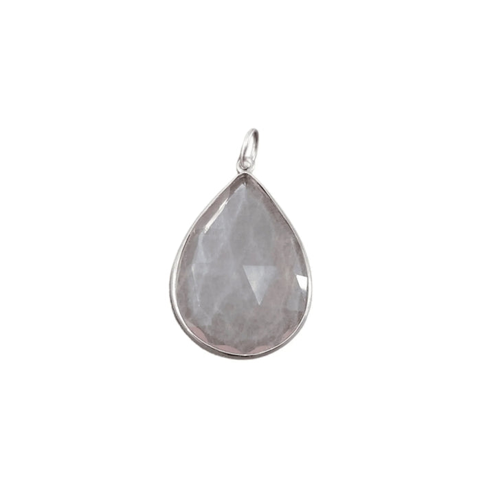 925 Silver Rose Quartz Pendant light pink color charm - K Jewelry Accessories
