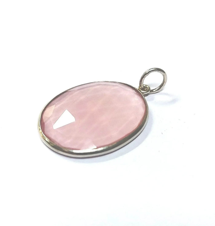 925 Silver Rose Quartz Pendant Light Pink Color For Her - K Jewelry Accessories
