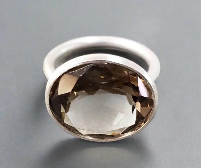 925 Silver Smoky Quartz Ring - K Jewelry Accessories