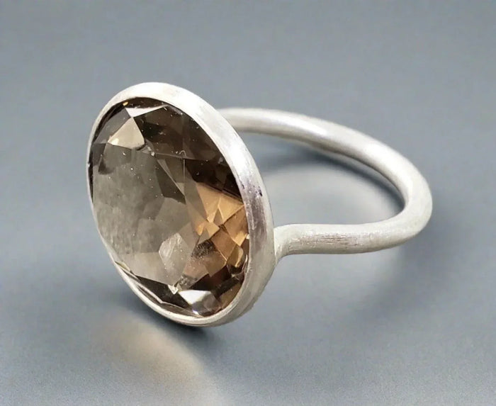925 Silver Smoky Quartz Ring - K Jewelry Accessories