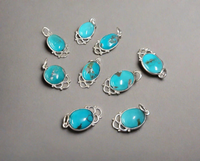 925 Silver Turquoise Charms Pendant Sleeping Beauty Natural - K Jewelry Accessories