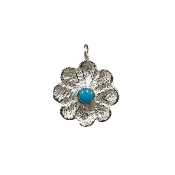 925 Silver Turquoise Flower Charm Handcrafted - K Jewelry Accessories