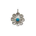 925 Silver Turquoise Flower Charm Handcrafted - K Jewelry Accessories