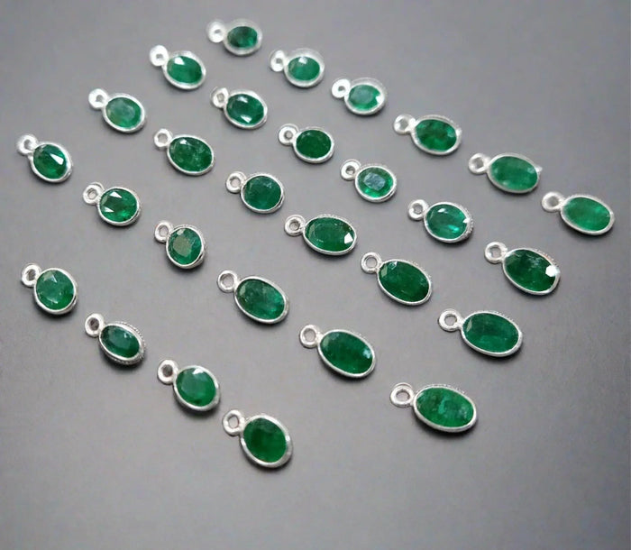925 Silver Zambian Emerald Charms Bezel Setting - K Jewelry Accessories