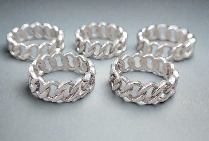 925 Sterling Silver Chunky Chain Band - K Jewelry Accessories