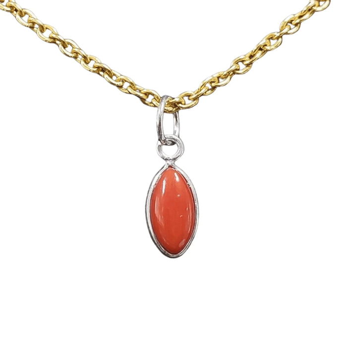 925 Sterling Silver Dainty Red Coral Charms - K Jewelry Accessories
