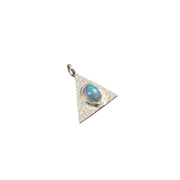 925 Sterling Silver Ethiopian Fire Opal Triangle Charm - K Jewelry Accessories