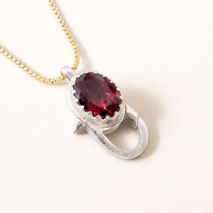 925 Sterling Silver Natural Red Garnet Lobster Clasp | DIY Jewelry Finding