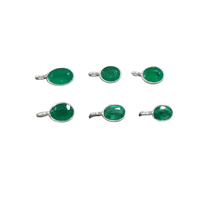 925 Sterling Silver Natural Zambian Emerald Charm Pendant - K Jewelry Accessories