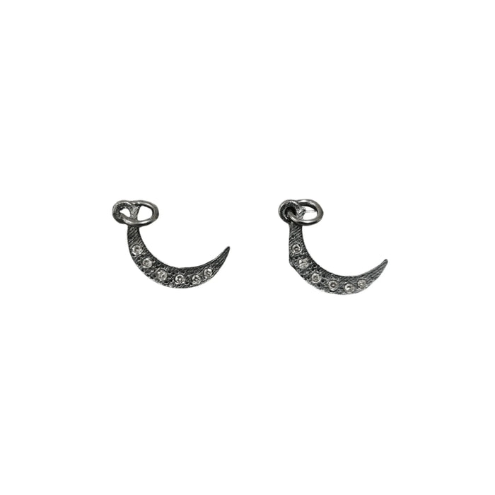 925 Sterling Silver Oxidized Pendant Moon shape Charm - K Jewelry Accessories