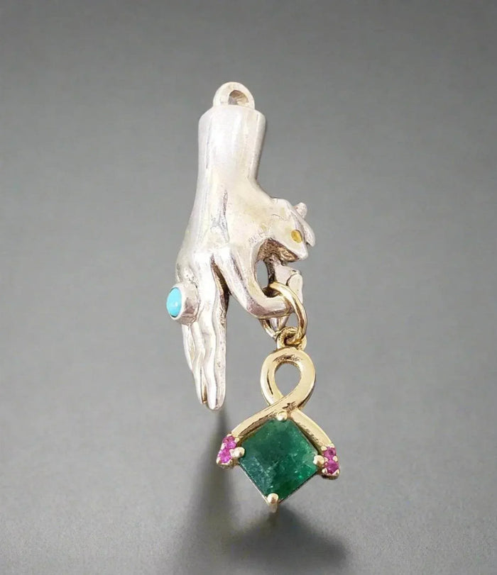 925 Sterling Silver Turquoise Clasp - Hand Charm Holder - K Jewelry Accessories