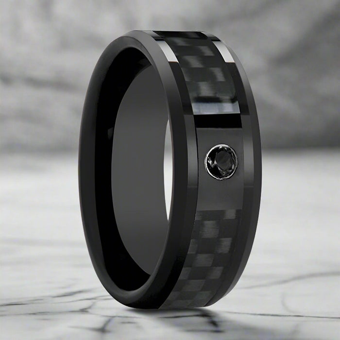 ABERDEEN Black Ceramic men's wedding band, image 1