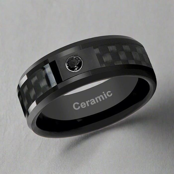 ABERDEEN Black Ceramic men's wedding band, image 3