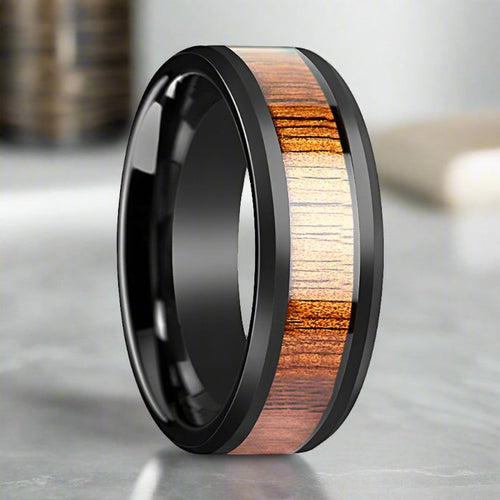 ACACIA Black Ceramic men's wedding band, image 1