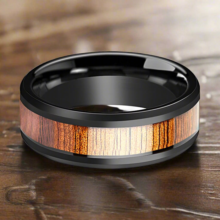 ACACIA Black Ceramic men's wedding band, image 2