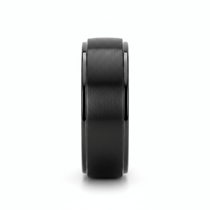 ALLIANCE — angled view — men's tungsten carbide wedding ring | Aydins Jewelry