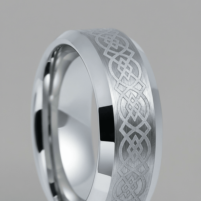 AMIS — close-up detail — men's tungsten carbide wedding ring | Aydins Jewelry