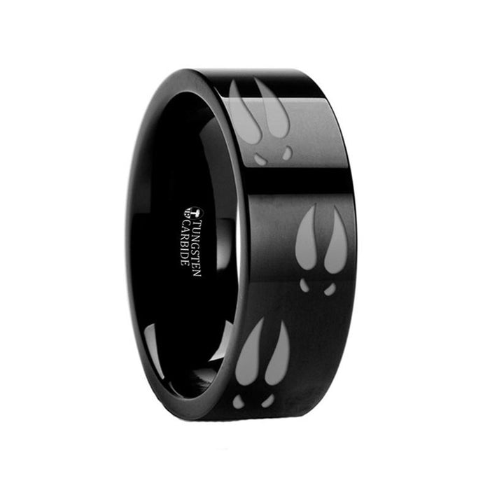 Animal Design Ring - Deer Print - Deer Track -  La Tungsten Carbide men's wedding band, image 2