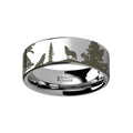 Animal Landscape Scene Wolf Engraved Flat Tungsten Tungsten Carbide men's wedding band, image 1