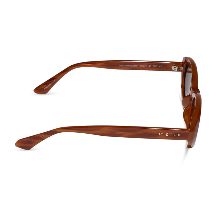 diff eyewear featuring the annabelle round sunglasses with a harvest tortoise frame and brown lenses side view