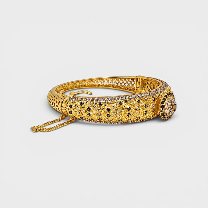 Antique - Style Champagne Cluster Bangle - Monis Anas Jewellers