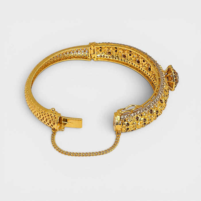 Antique - Style Champagne Cluster Bangle - Monis Anas Jewellers