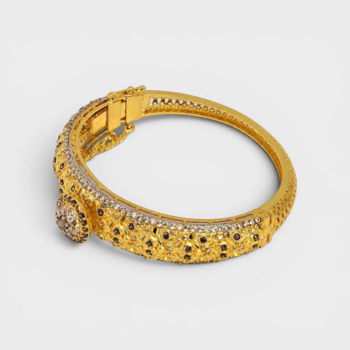 Antique - Style Champagne Cluster Bangle - Monis Anas Jewellers