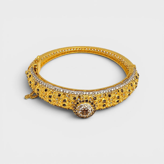 Antique - Style Champagne Cluster Bangle - Monis Anas Jewellers