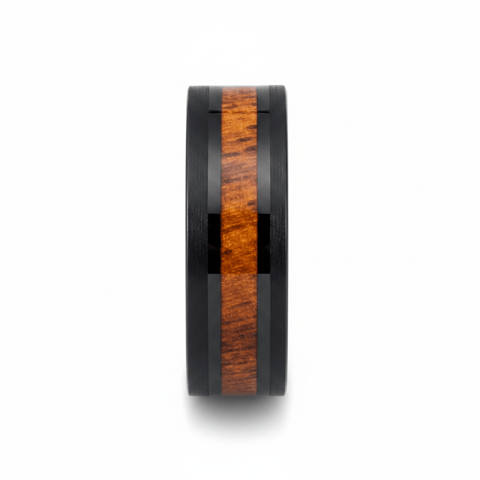 ARCHIE — Front-facing straight-on view — men's tungsten wedding ring.