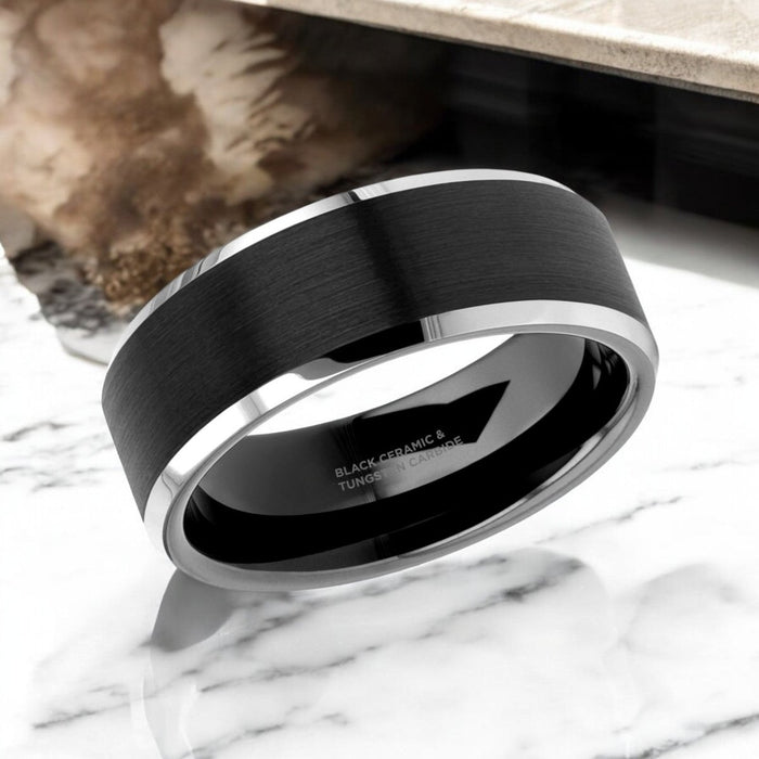 ARDEN Black Ceramic men's wedding band, image 2