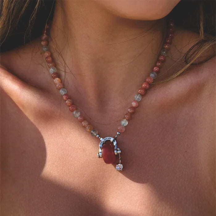 Aries Sunstone & Red Agate Necklace