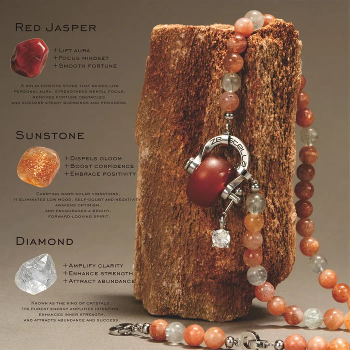 Aries Sunstone & Red Agate Necklace