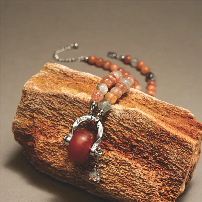 Aries Sunstone & Red Agate Necklace