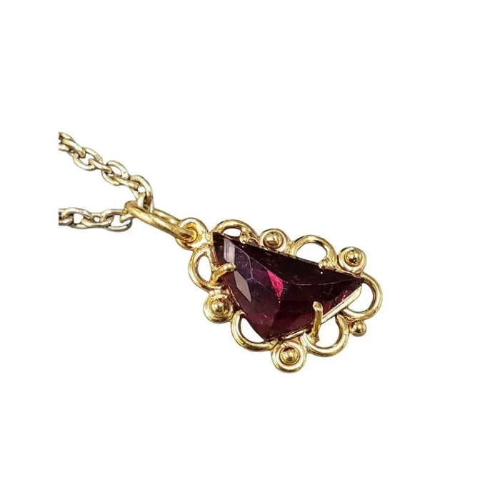 Art Deco 14k Gold Pendant, Pink Tourmaline, Fancy Cut, Birthday Pendant - K Jewelry Accessories