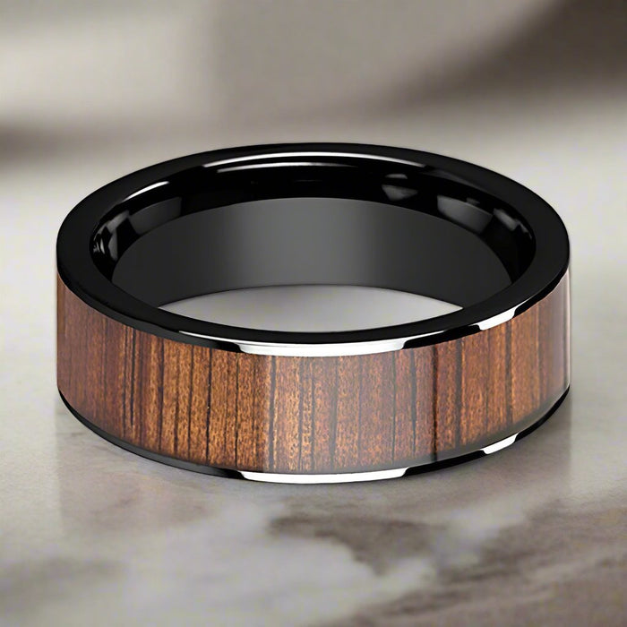 ATREUS Black Ceramic men's wedding band, image 2