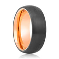 AUDI | Rose Gold Ring, Black Tungsten Ring, Brushed, Domed - Rings - Aydins Jewelry - 1