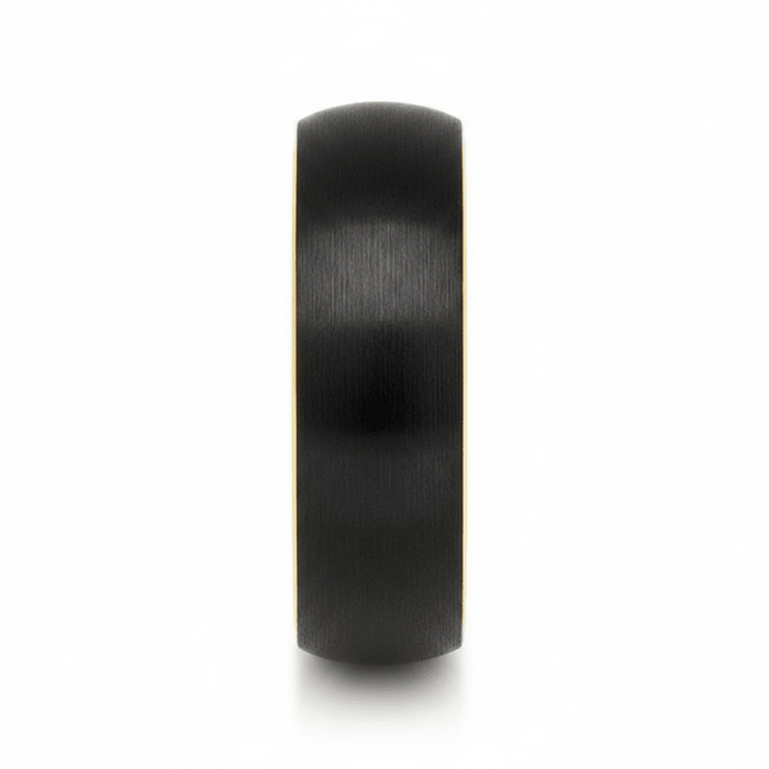 AURELIUS — Front-facing straight-on view — men's tungsten wedding ring.
